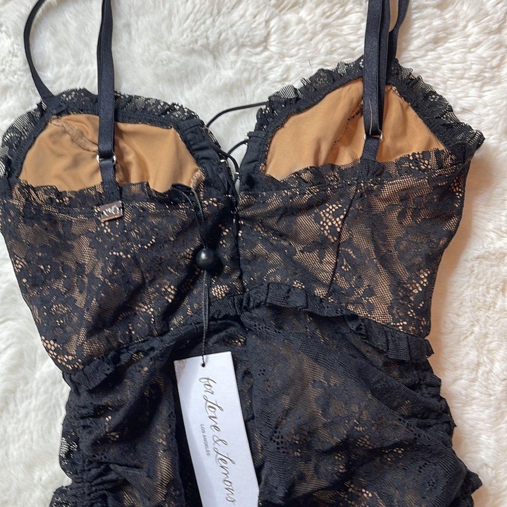 NWT For Love & Lemons Lace Ruched Mini Dress - SIZE: S - Picture 8 of 8